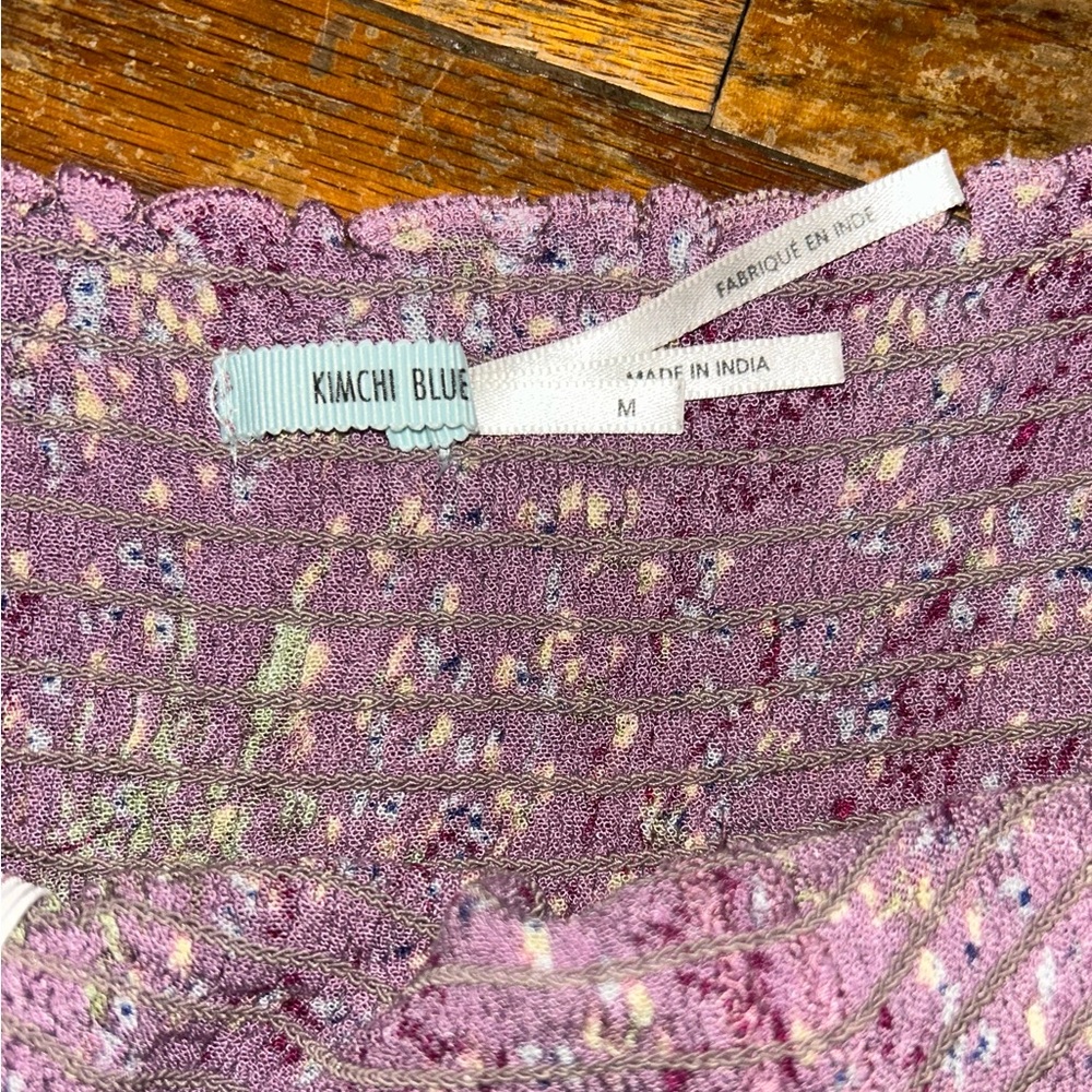Kimchi Blue smocked Lavender Floral womens midi Dress Urban Outfitters - Picture 3 of 6